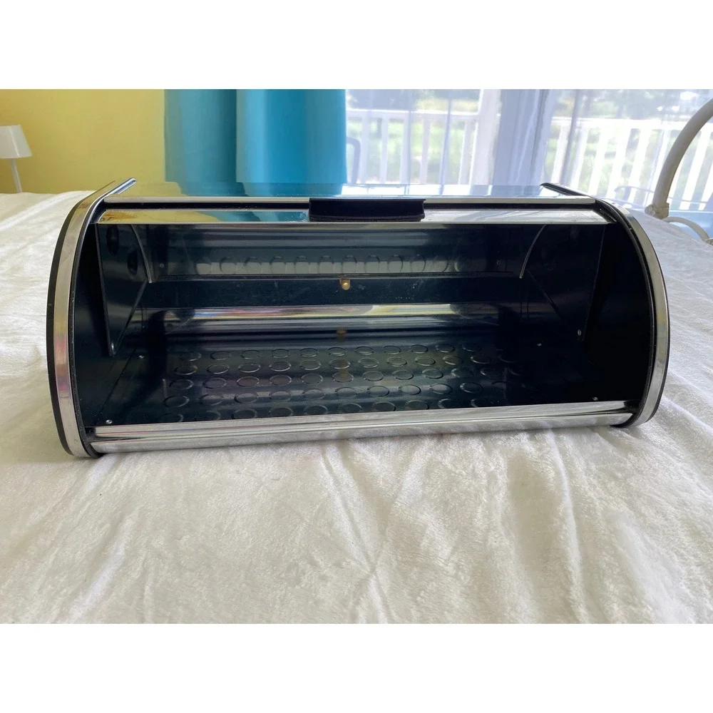 Brabantia Roll Top Bread Box Unisex Chrome Silver Vintage Retro Kitchen Decor